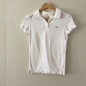 Hollister White Polo Short-Sleeve Shirt - Medium
